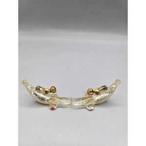 Vtg Clear Shimmer Plastic Dangle Fishing Lure Clip-On Earrings Funky Retro Weird
